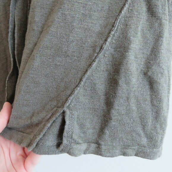 J. JILL Linen Blend Button Front Cardigan in Khaki Green Lagenlook Coastal Sz L - Picture 7 of 14